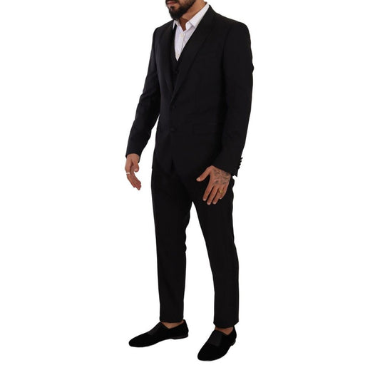 Dolce & Gabbana Black Wool Three-Piece Suit