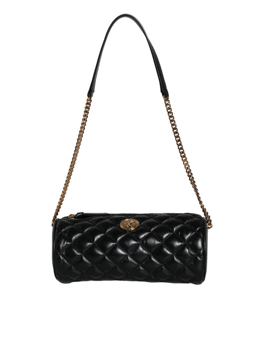 Versace Black Mini Quilted Lambskin Leather Crossbody Sling Borse Bag