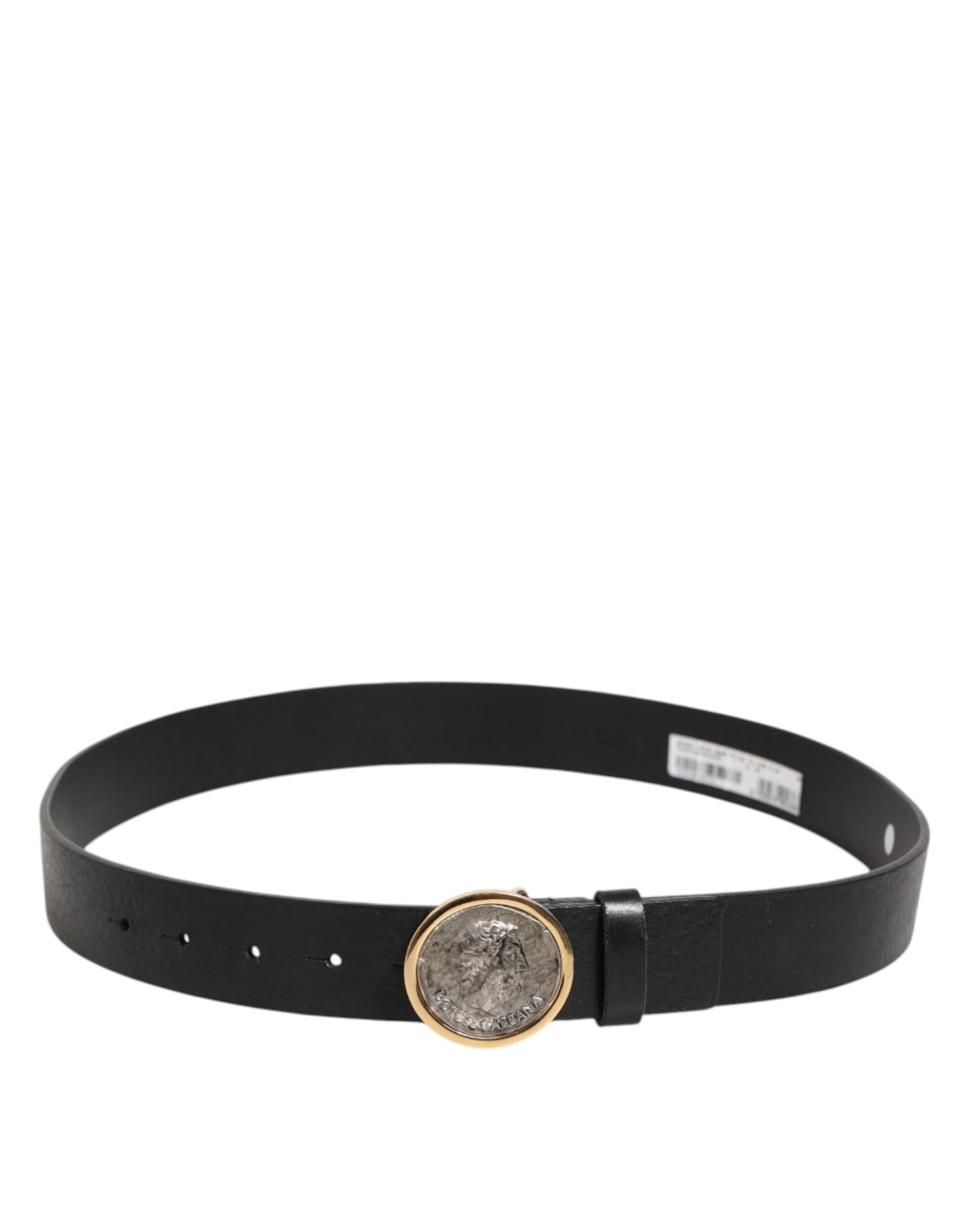 Dolce & Gabbana Black Leather Coin Buckle Classic Men Belt