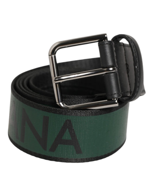 Dolce & Gabbana Green Black Classic Metal Logo Buckle Belt