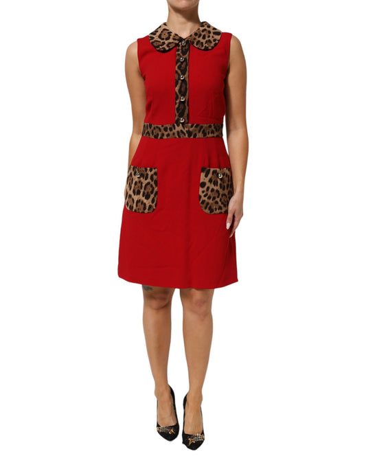 Dolce & Gabbana Red Leopard Viscose Sheath A-line Dress