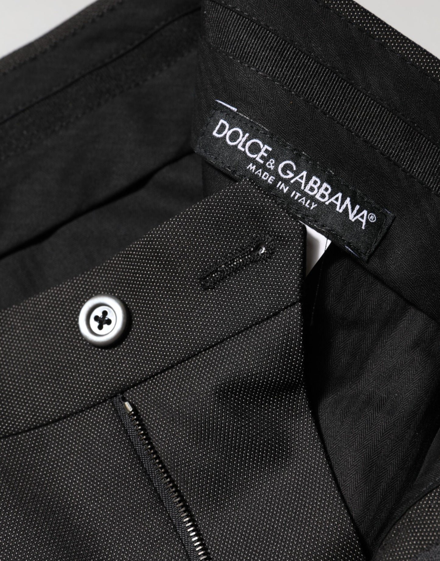 Dolce & Gabbana Black Polyester Mid Waist Dress Trouser Pants