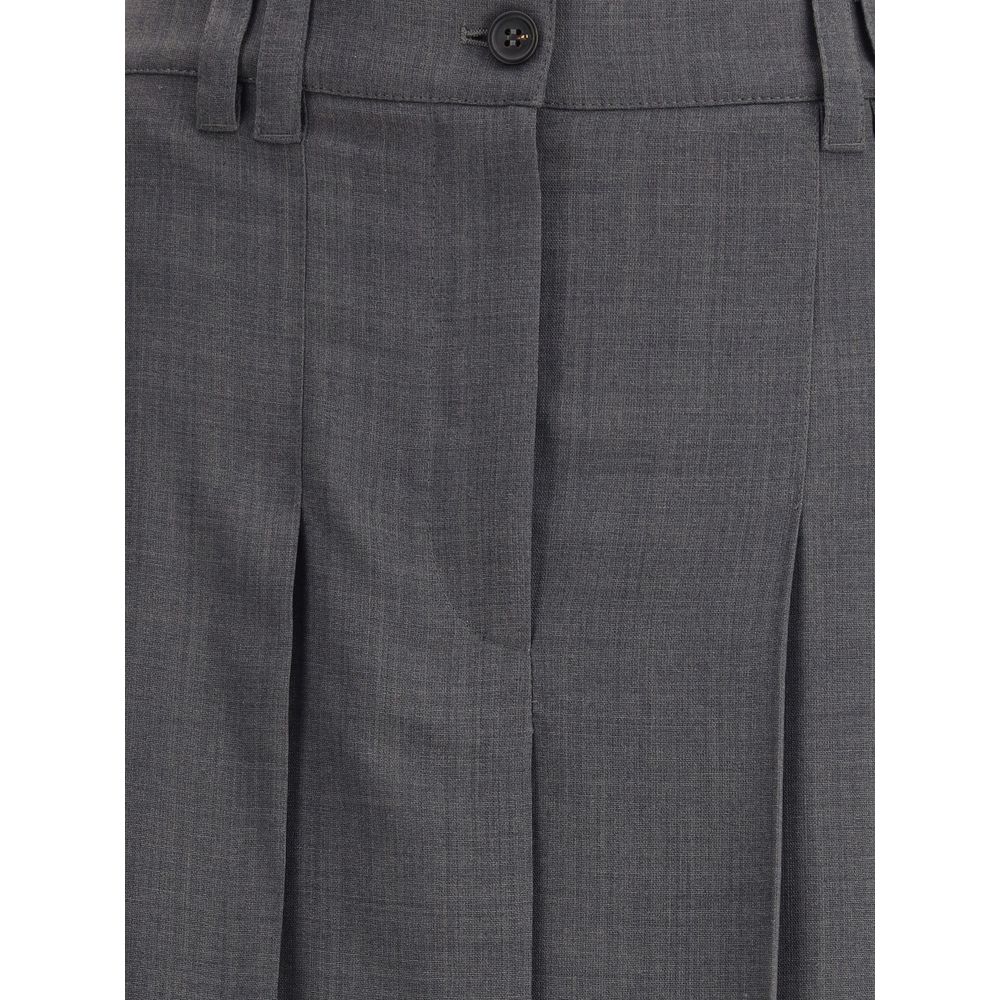 Brunello Cucinelli Gray Polyester Long Skirt