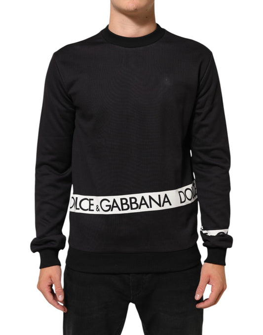 Dolce & Gabbana Black Logo Crew Neck Men Sweatshirt Sweater