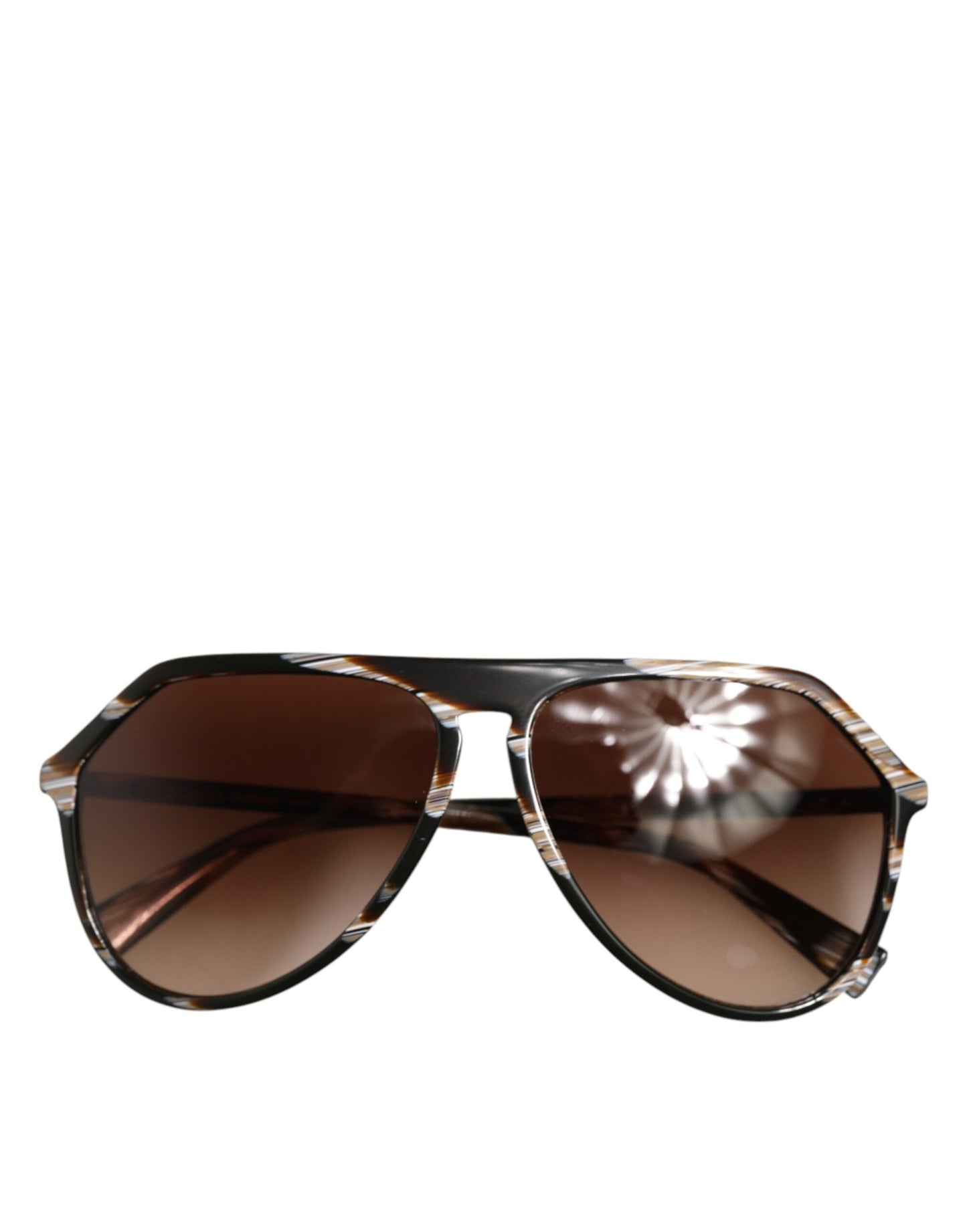 Dolce & Gabbana Modified Aviator Striped Brown Acetate Gradient Sunglasses