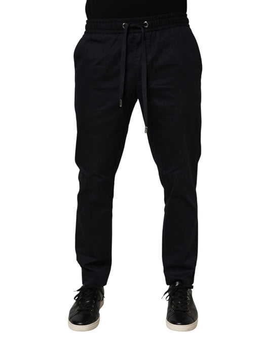 Dolce & Gabbana Black Mid Waist Drawstring Men Jogger Pants
