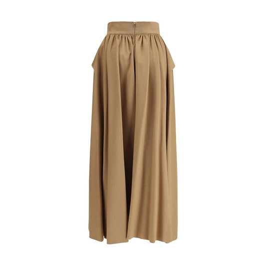 Max Mara Beige Camel Hair Midi Skirt
