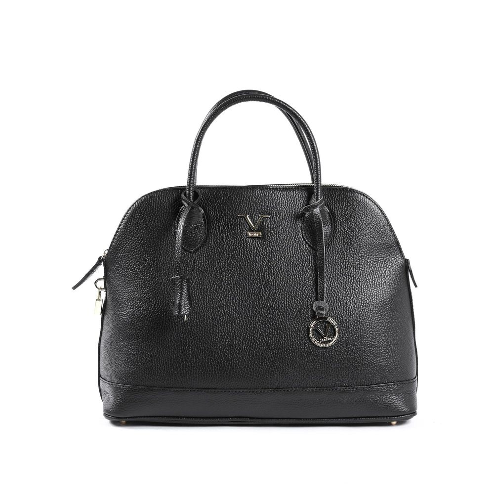 19V69 Italia Black Leather Tote Bag