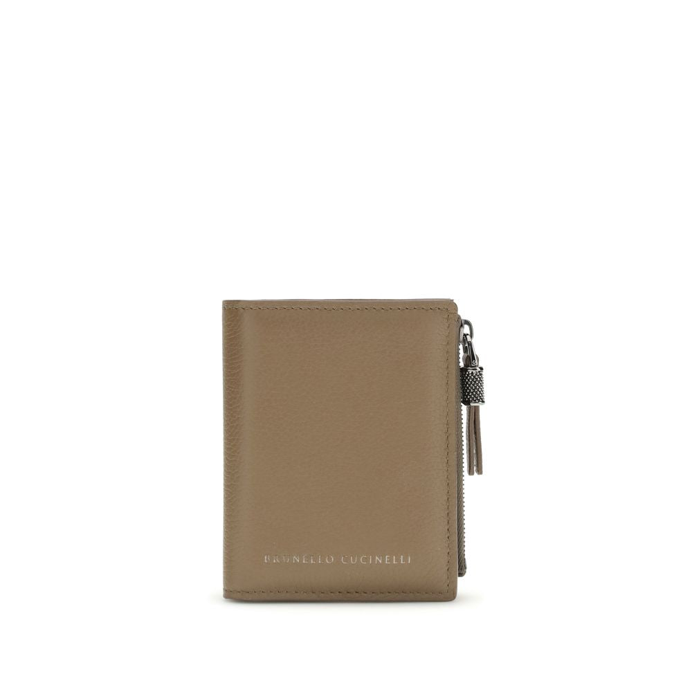 Brunello Cucinelli Beige Calf Leather Bos Taurus Wallet