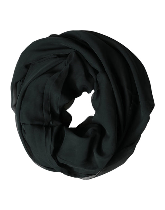 Dolce & Gabbana Dark Green Stole Silk Neck Wrap Shawl Scarf