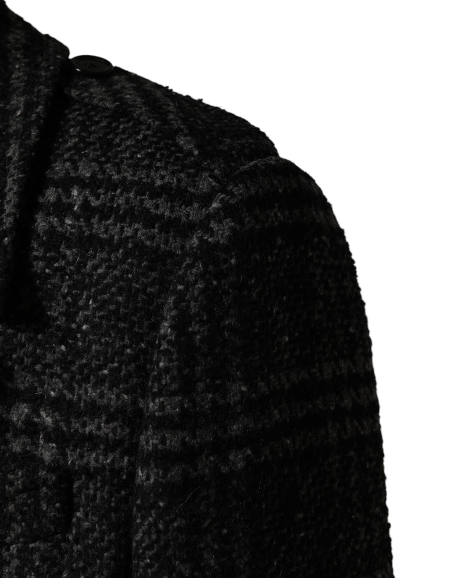 Dolce & Gabbana Grey Double Breasted Plaid Wool Coat Jacket