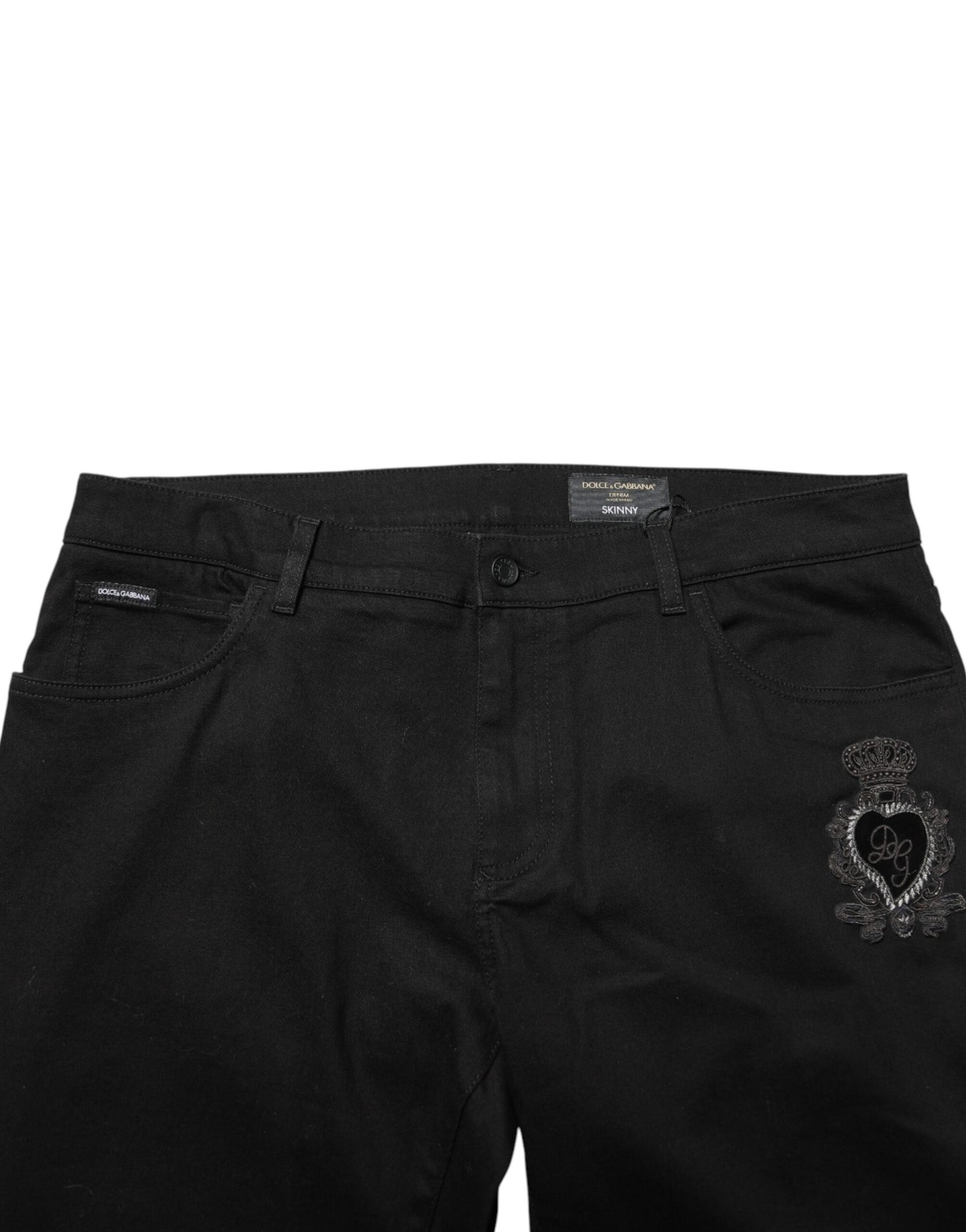 Dolce & Gabbana Black Sacred Heart Skinny Men Denim Jeans