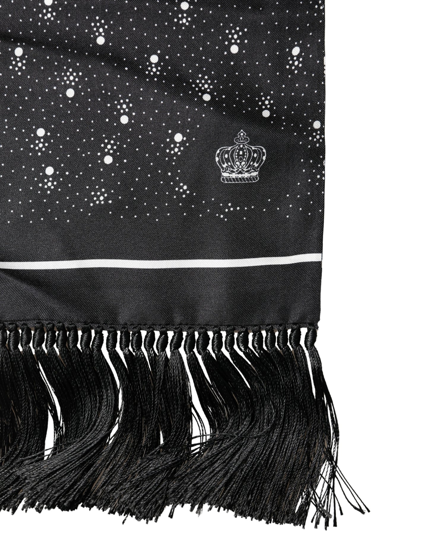 Dolce & Gabbana Black White Silk Dotted Print Foulard 140cm X 15cm Scarf