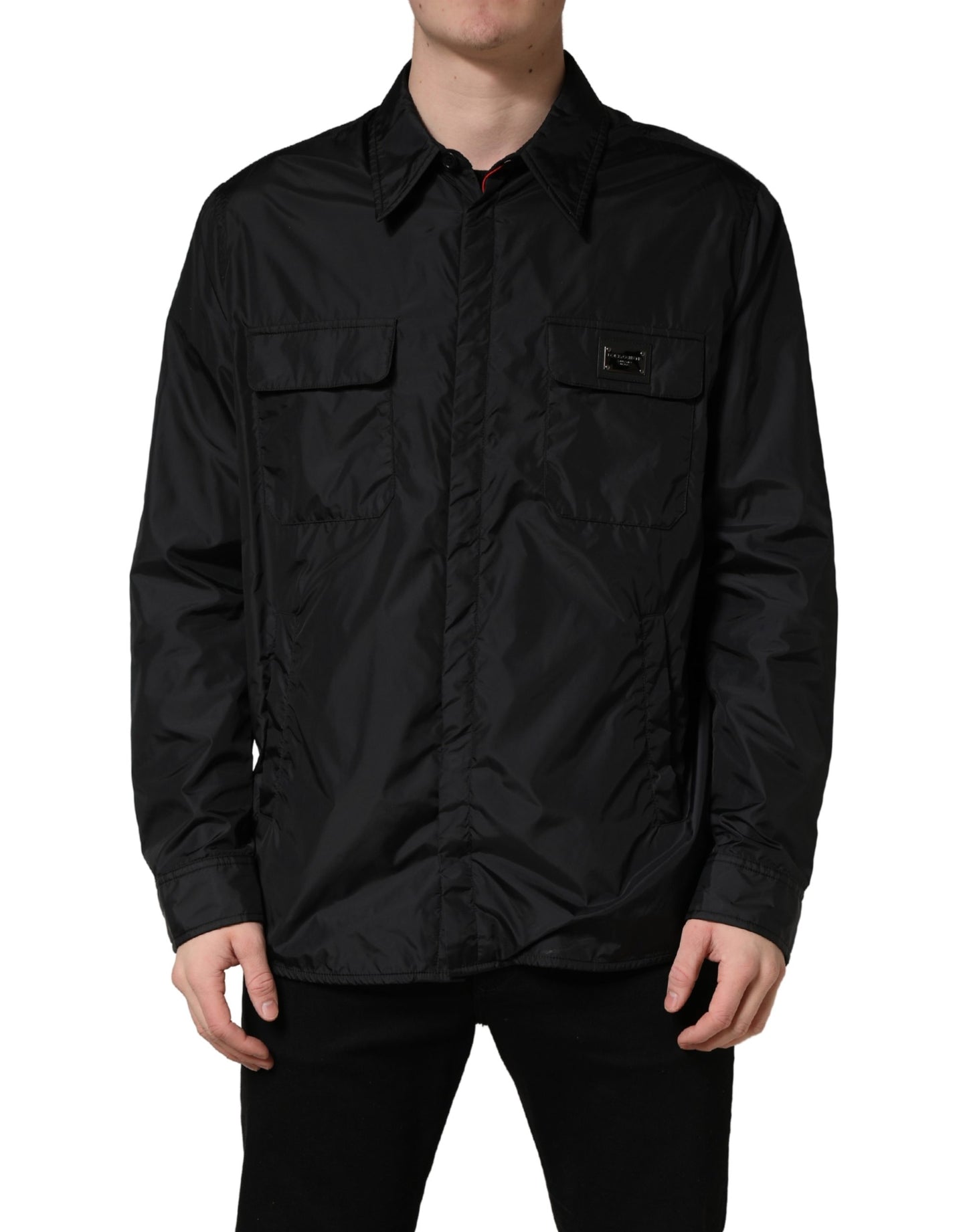 Dolce & Gabbana Black Logo Plaque Long Sleeves Shirt Jacket
