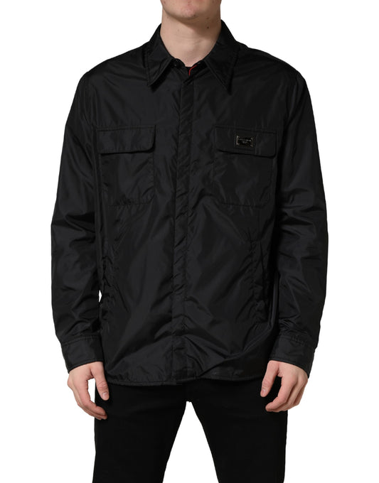 Dolce & Gabbana Black Logo Plaque Long Sleeves Shirt Jacket