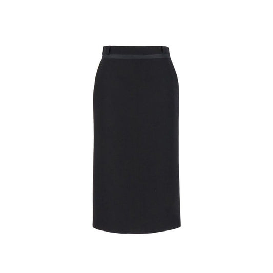 Fendi Black Virgin Wool Midi Skirt