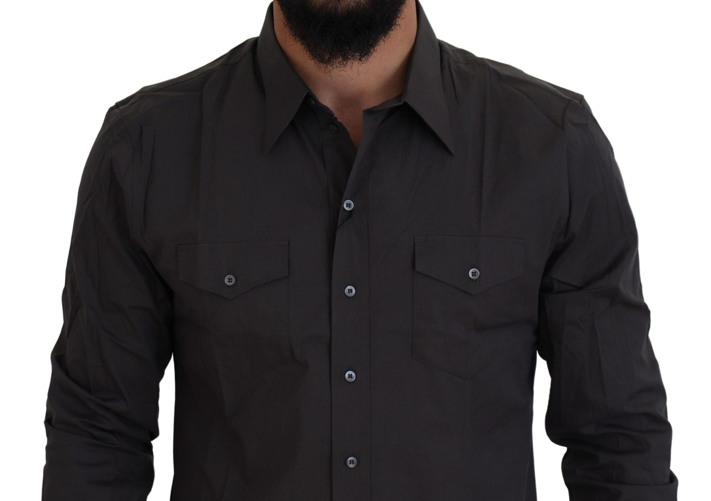 Dolce & Gabbana Gray SICILIA Slim Fit Stretch Dress Shirt