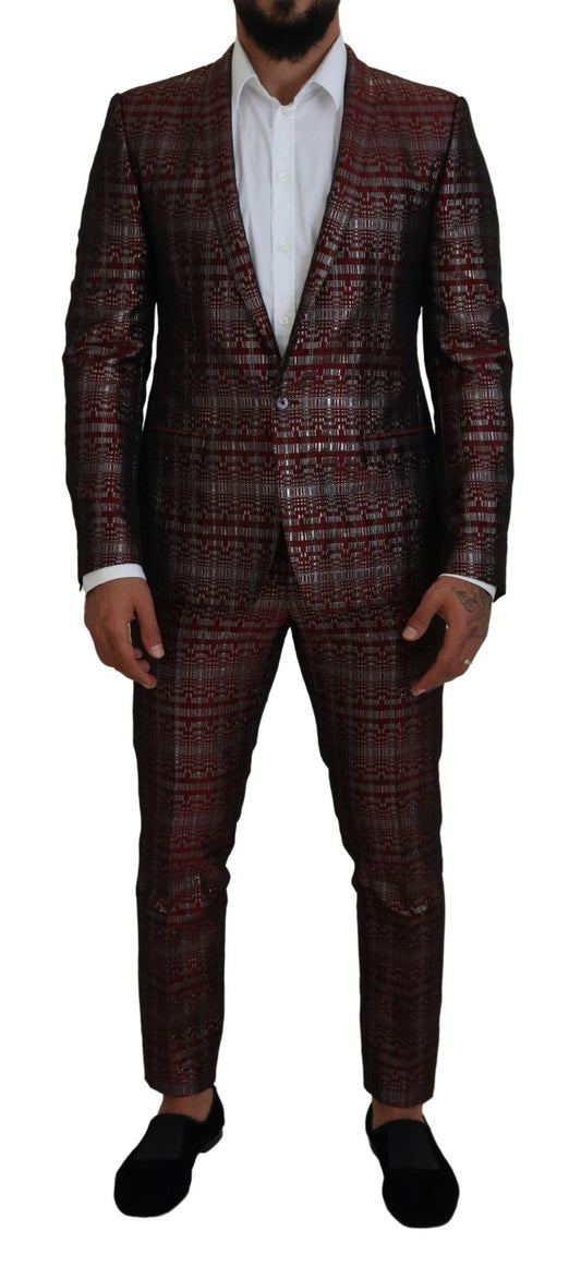 Dolce & Gabbana Bordeaux Silver GOLD Slim Fit Suit