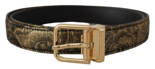 Dolce & Gabbana Black Two-toned Leather Gold Engraved Buckle Belt