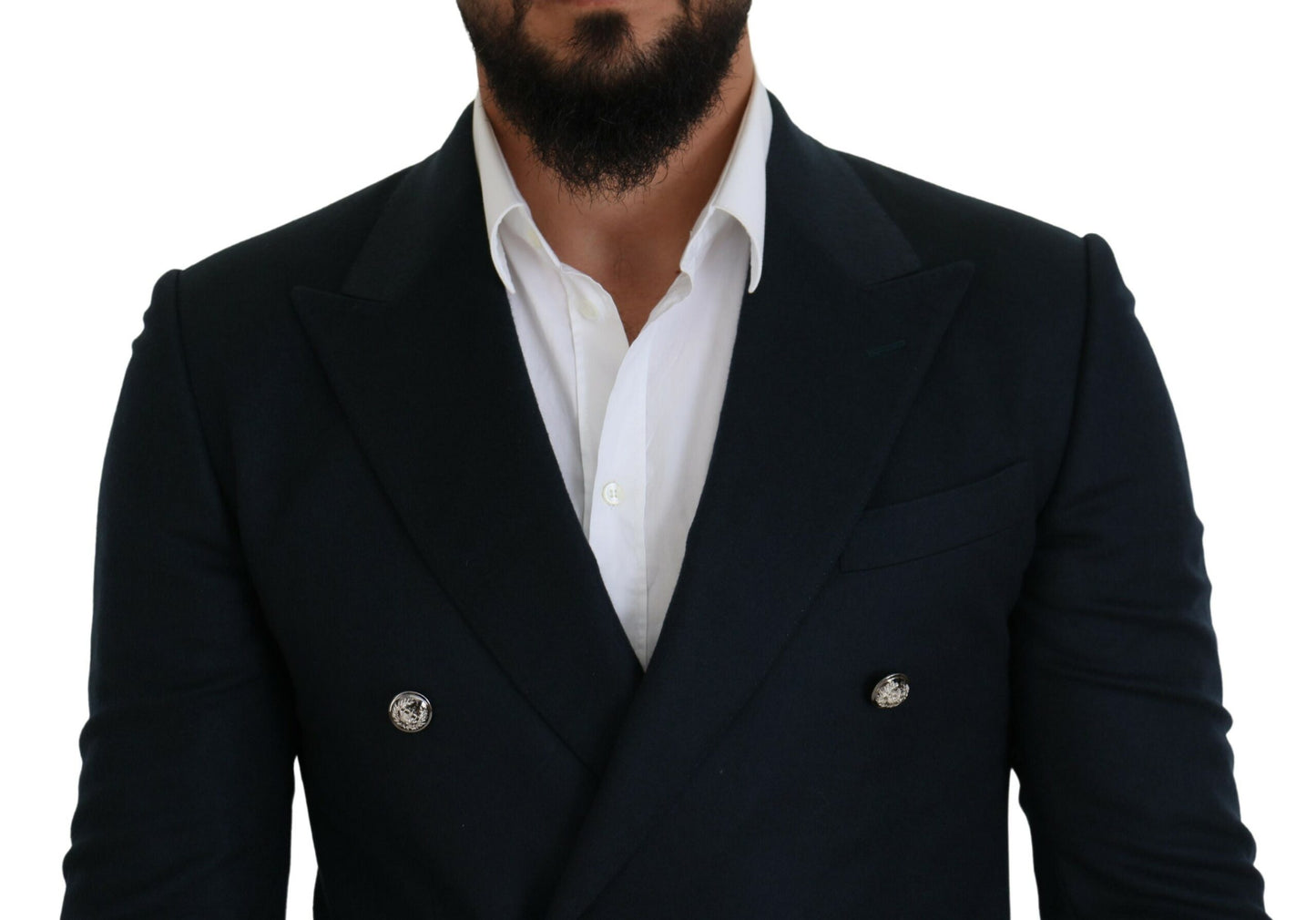 Dolce & Gabbana Blue Double Breasted Formal Coat Blazer