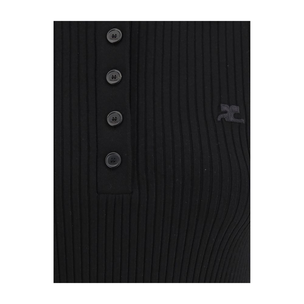 Courrèges Black Viscose Polo Shirt