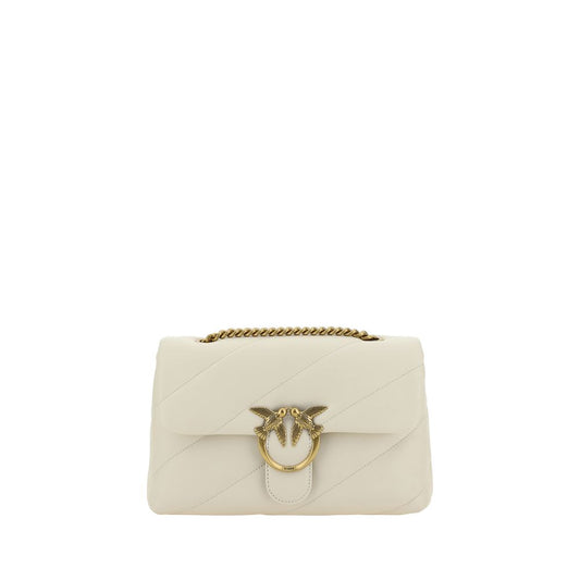 PINKO White Calf Leather Bos Taurus Shoulder Bag