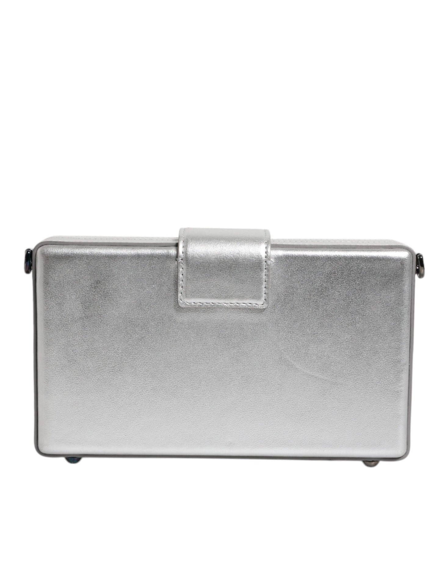 Dolce & Gabbana Metallic Silver DG BOX Leather Shoulder Strap Bag