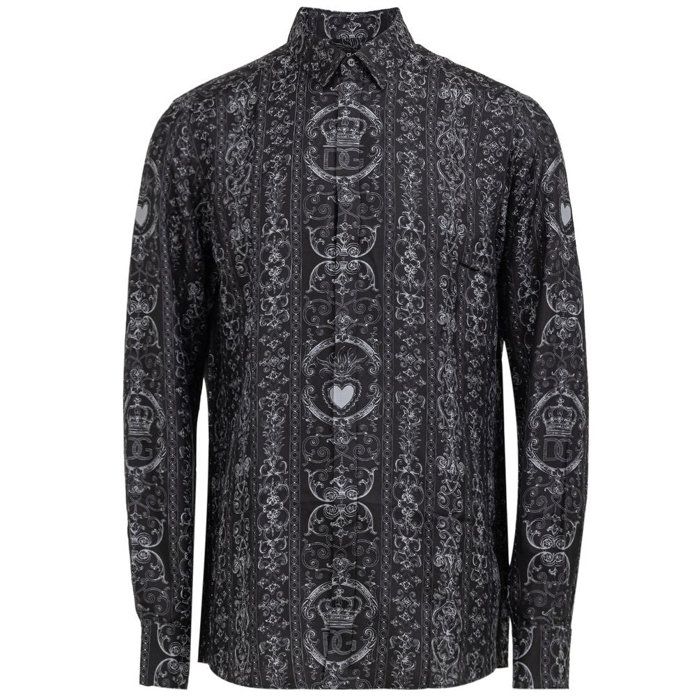 Dolce & Gabbana Gray Silk Pattern Shirt