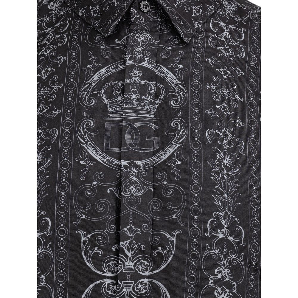 Dolce & Gabbana Gray Silk Pattern Shirt