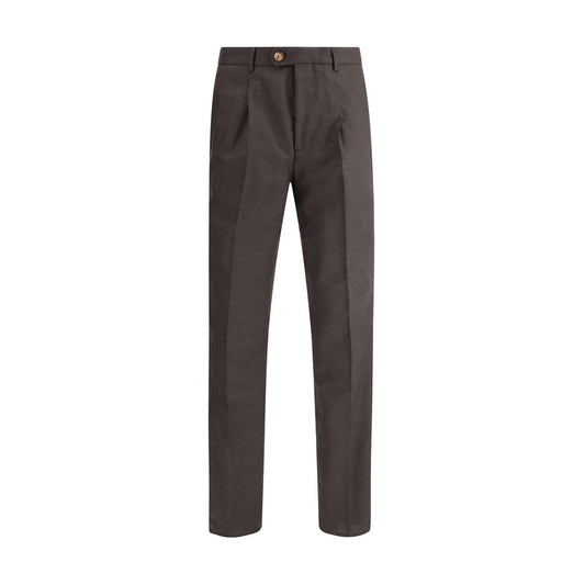 Brunello Cucinelli Brown Fleece Wool Casual Pants