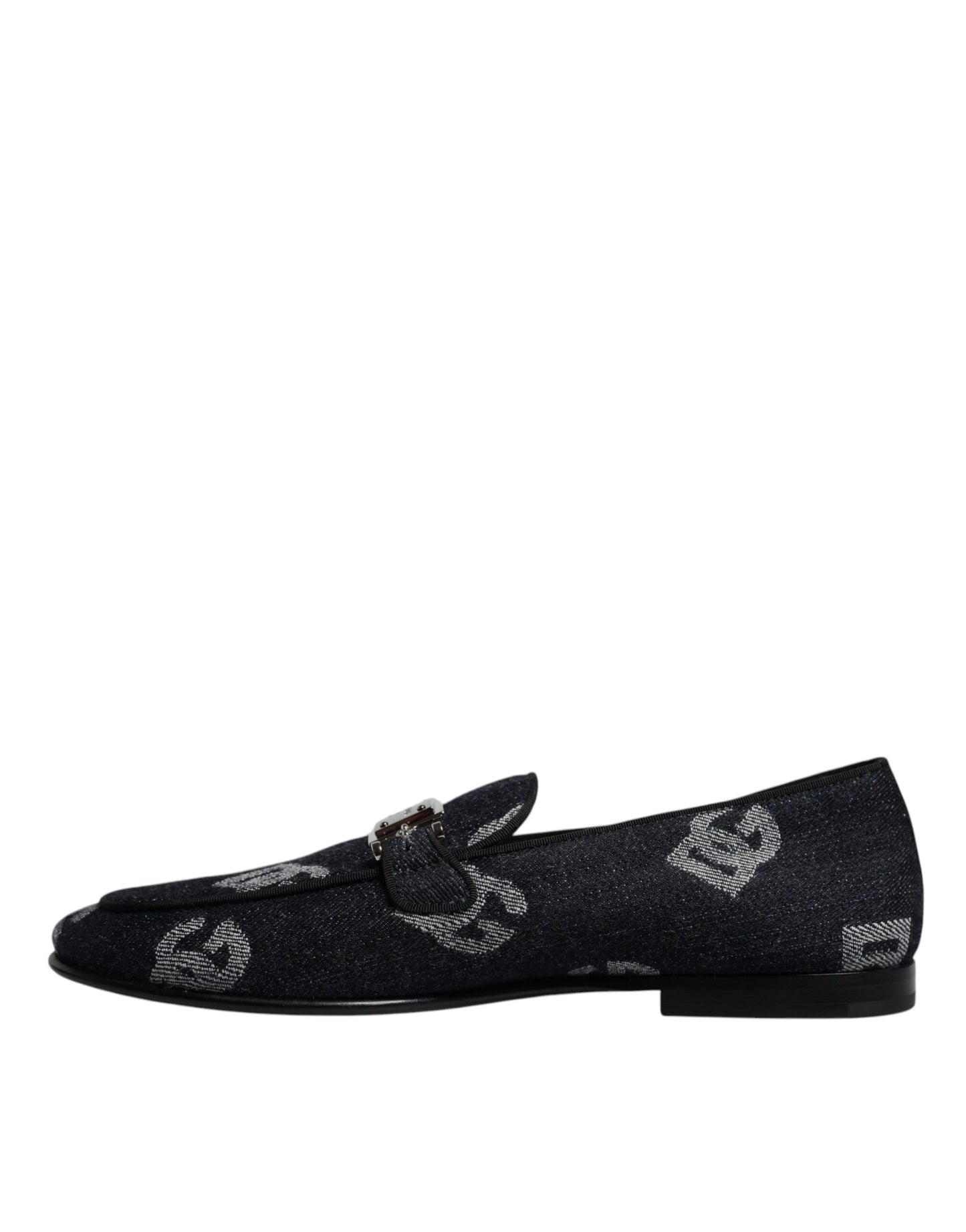 Dolce & Gabbana Black Logo Cotton Loafers Formal Dress Shoes