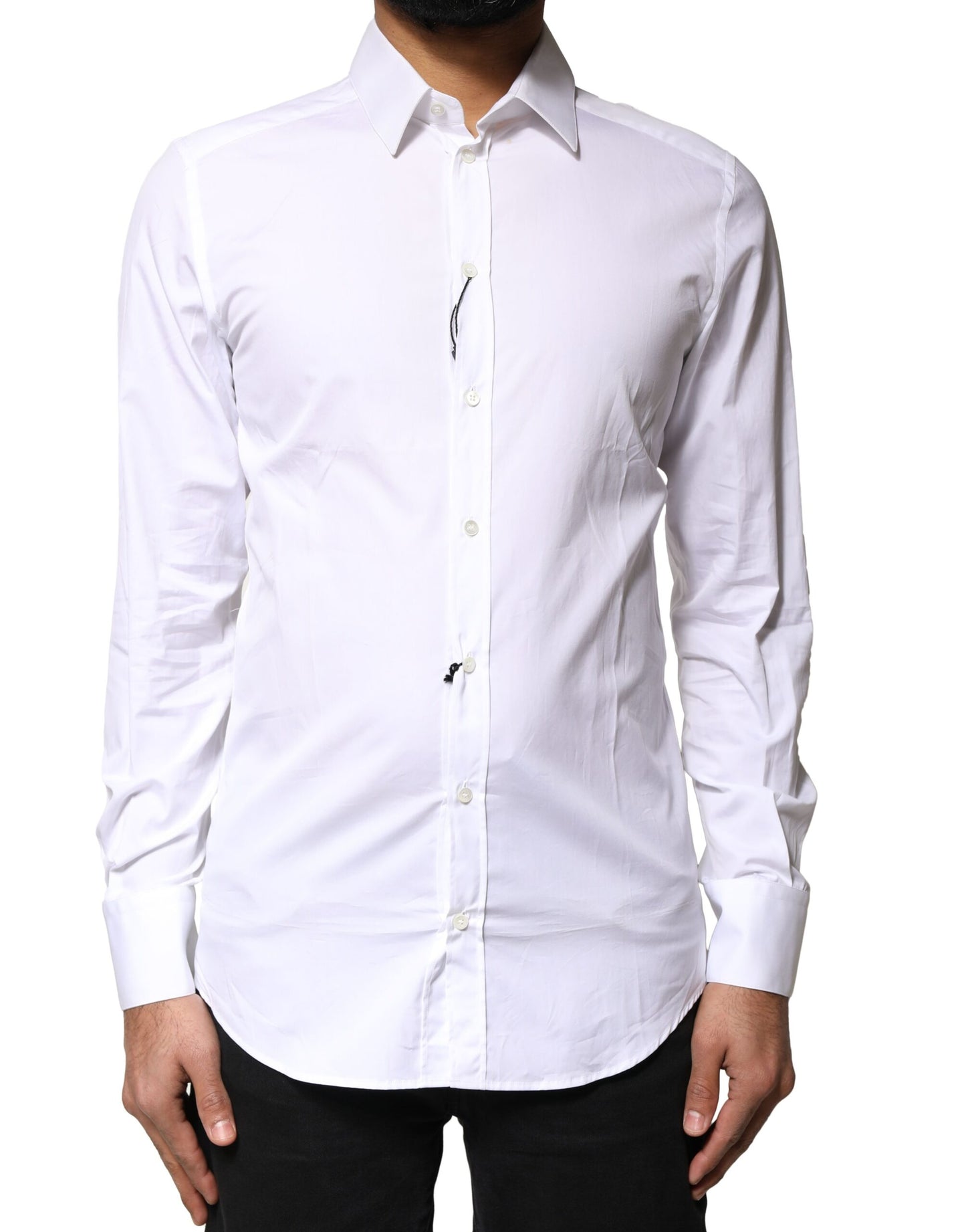 Dolce & Gabbana White GOLD Cotton Long Sleeves Men Dress Shirt