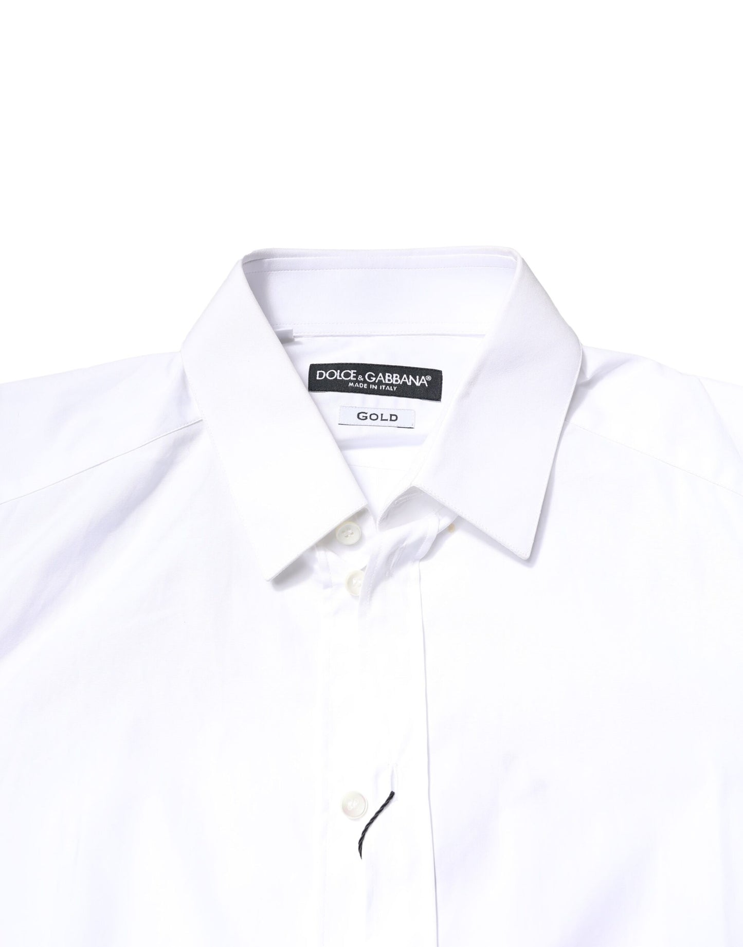 Dolce & Gabbana White GOLD Cotton Long Sleeves Men Dress Shirt