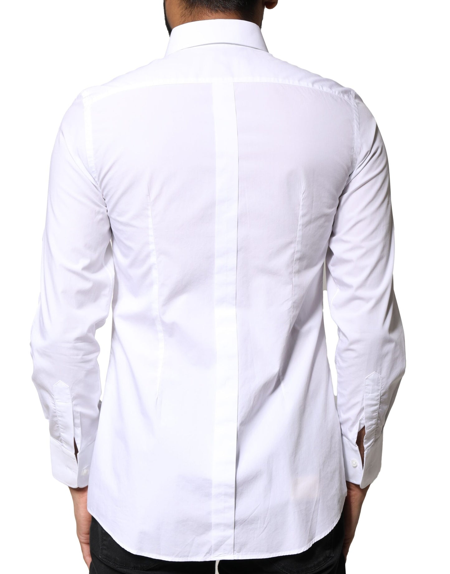 Dolce & Gabbana White Cotton Poplin Bib Formal Dress Shirt
