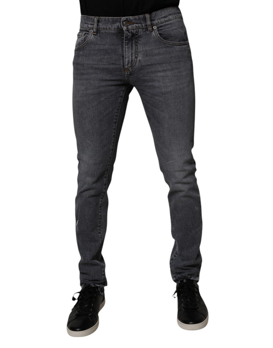 Dolce & Gabbana Dark Gray Cotton Stretch Skinny Denim Jeans