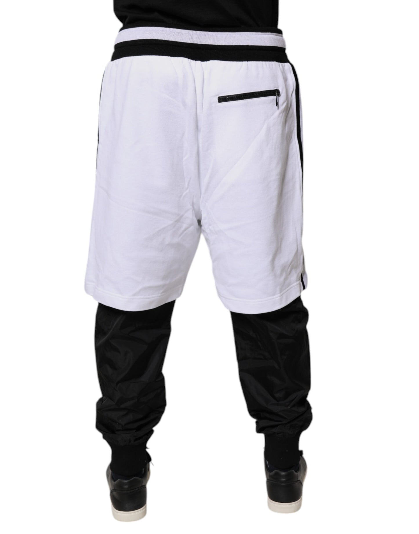 Dolce & Gabbana Black White Cotton Layered Sweatpants Pants