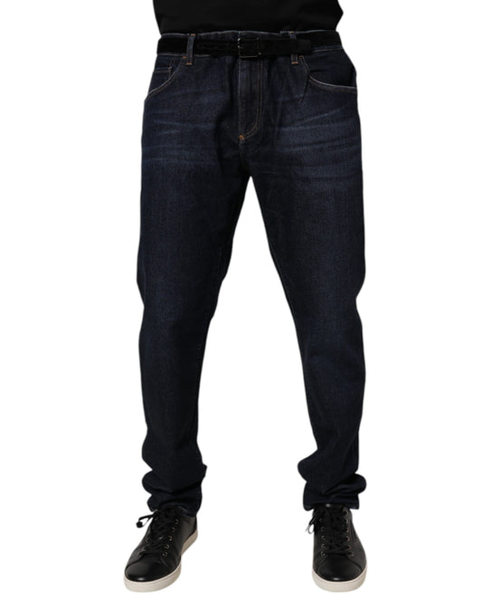 Dolce & Gabbana Dark Blue Cotton Stretch Skinny Denim Jeans