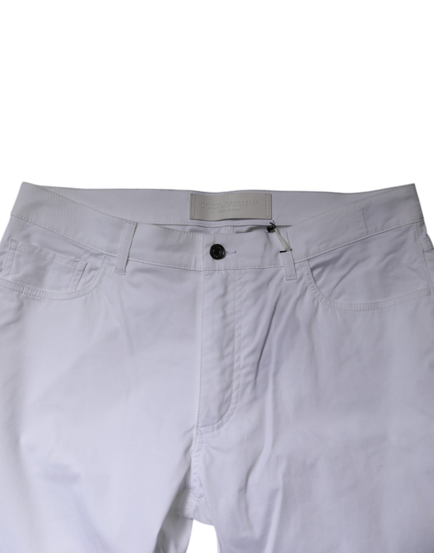 Dolce & Gabbana White Cotton Stretch Skinny Dress Formal Pants