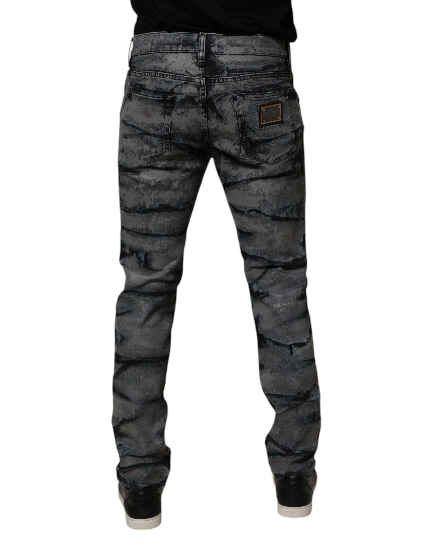 Dolce & Gabbana Gray Tie Dye Cotton Skinny Men Denim Jeans