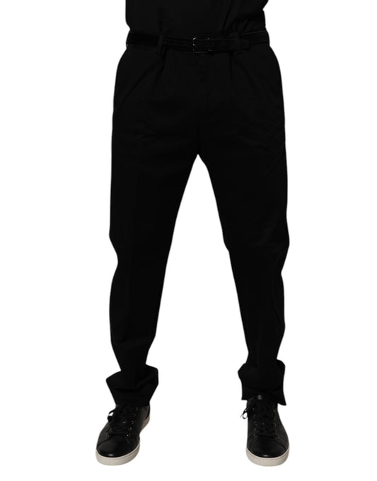 Dolce & Gabbana Black Cotton Men Skinny Dress Formal Pants
