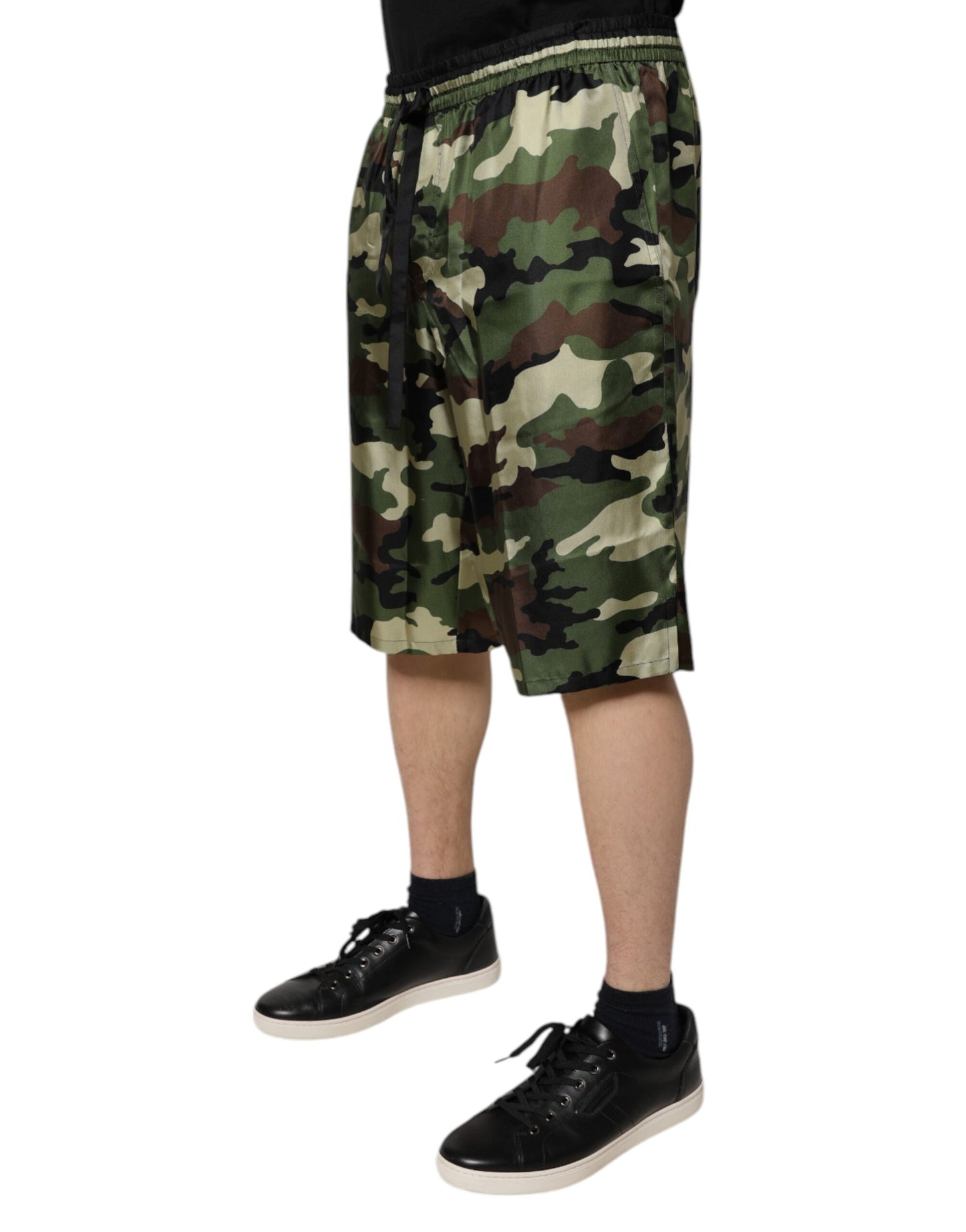 Dolce & Gabbana Multicolor Camouflage Silk Mid Waist Bermuda Shorts