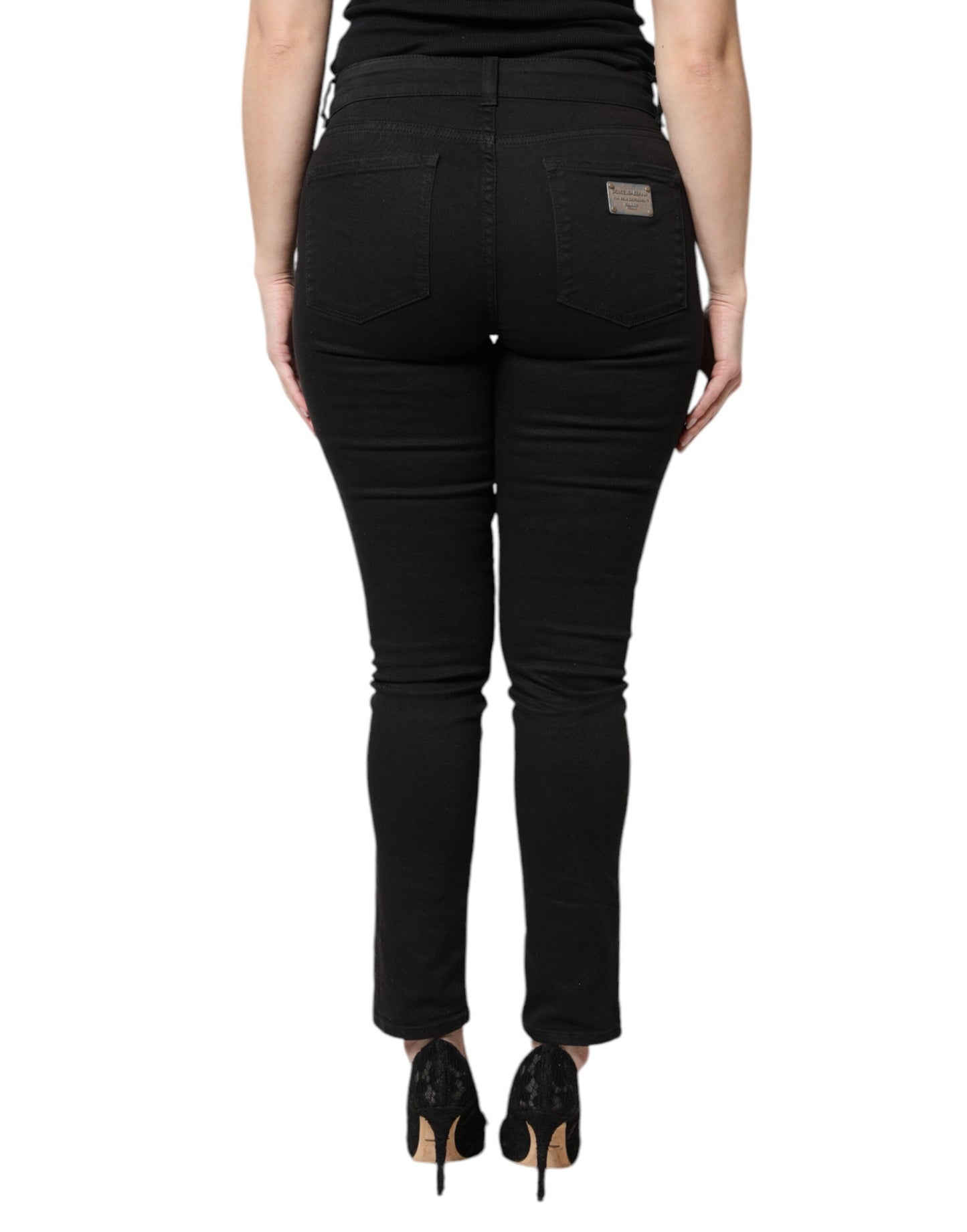 Dolce & Gabbana Black Cotton High Waist Skinny Denim Jeans