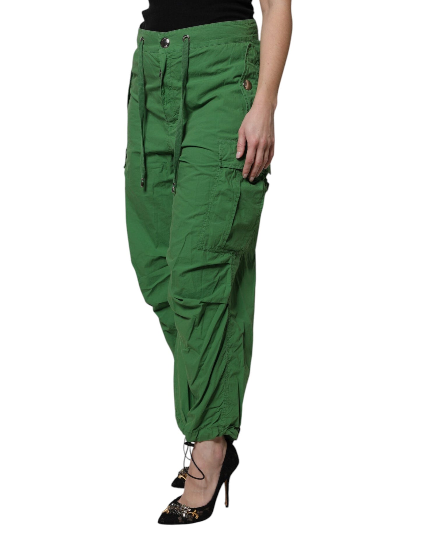Dolce & Gabbana Green Cotton High Waist Cargo Pants