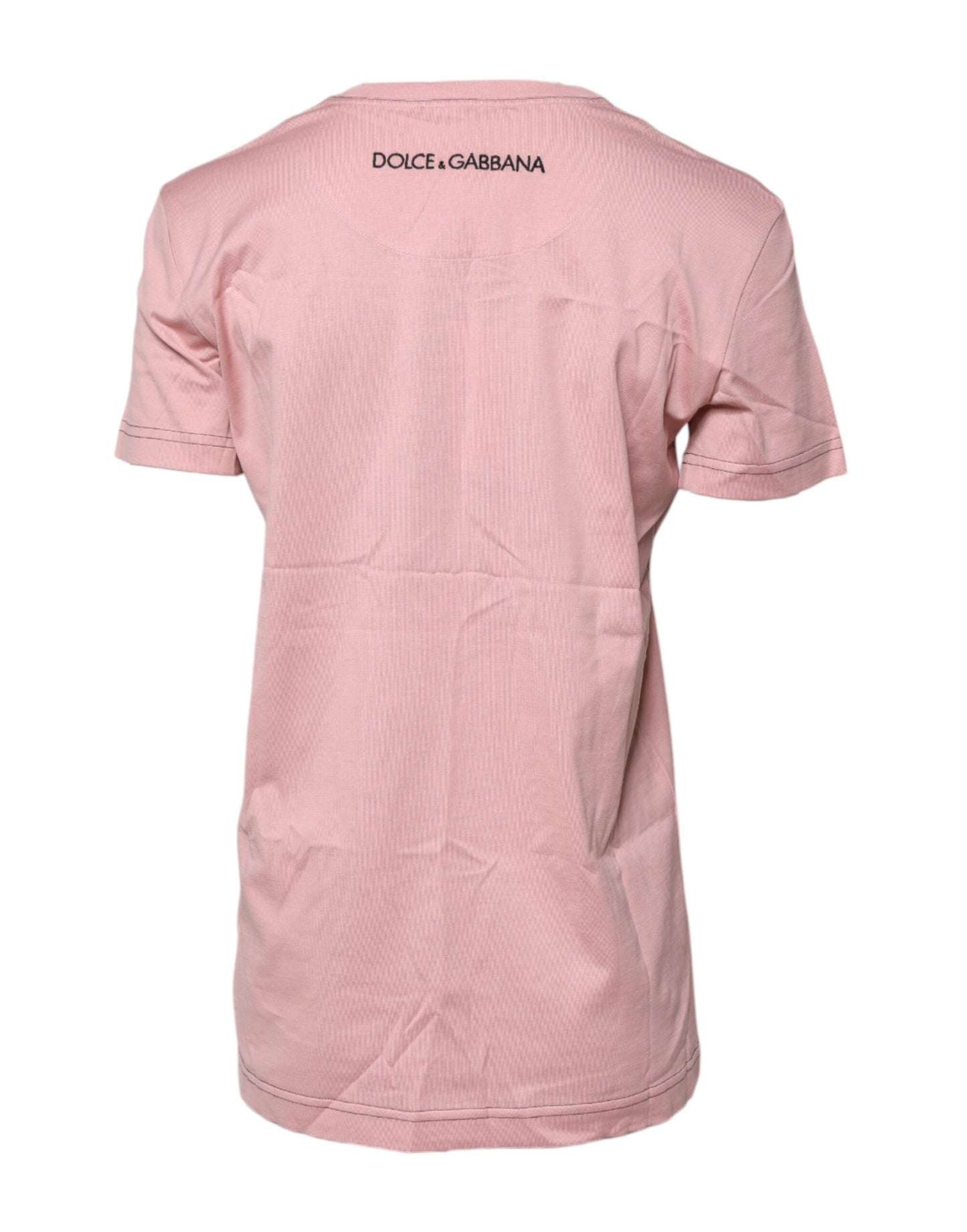 Dolce & Gabbana Pink Logo Print Cotton Crew Neck T-shirt