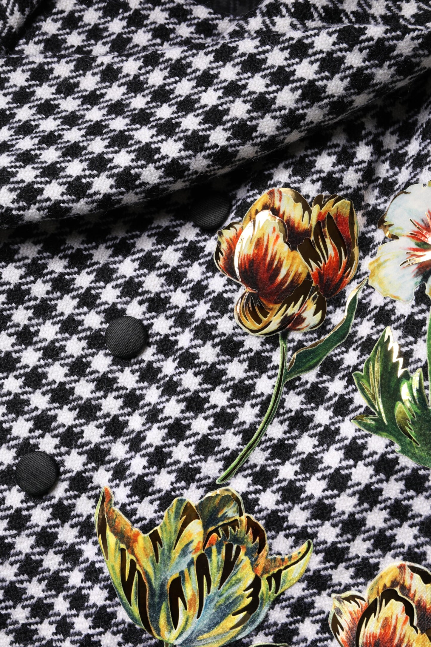 Dolce & Gabbana Black White Monochrome Patterned Floral Cape Jacket