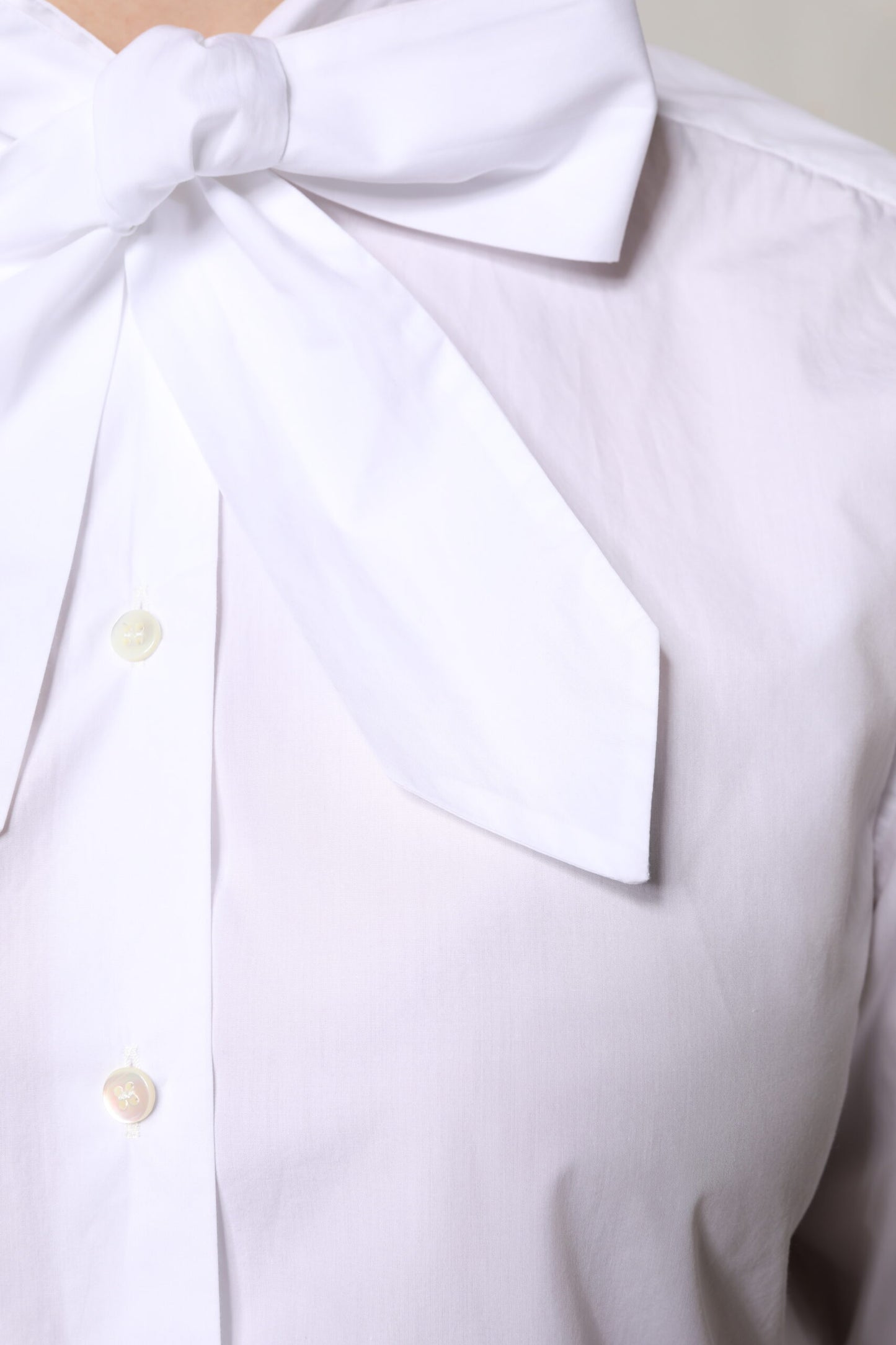 Dolce & Gabbana White Ascot Collar Long Sleeve Blouse Top