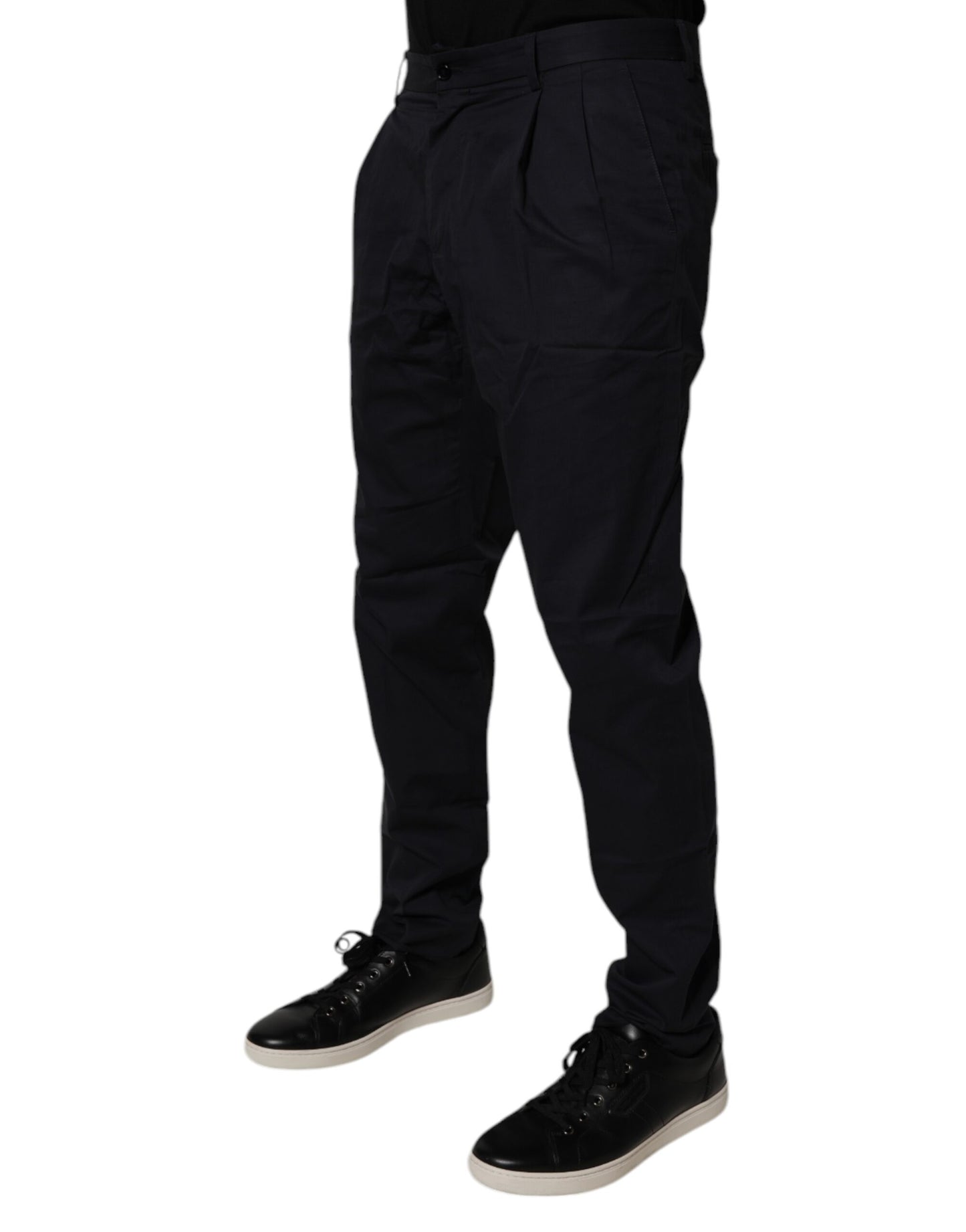 Dolce & Gabbana Dark Blue Cotton Tapered Formal Pants