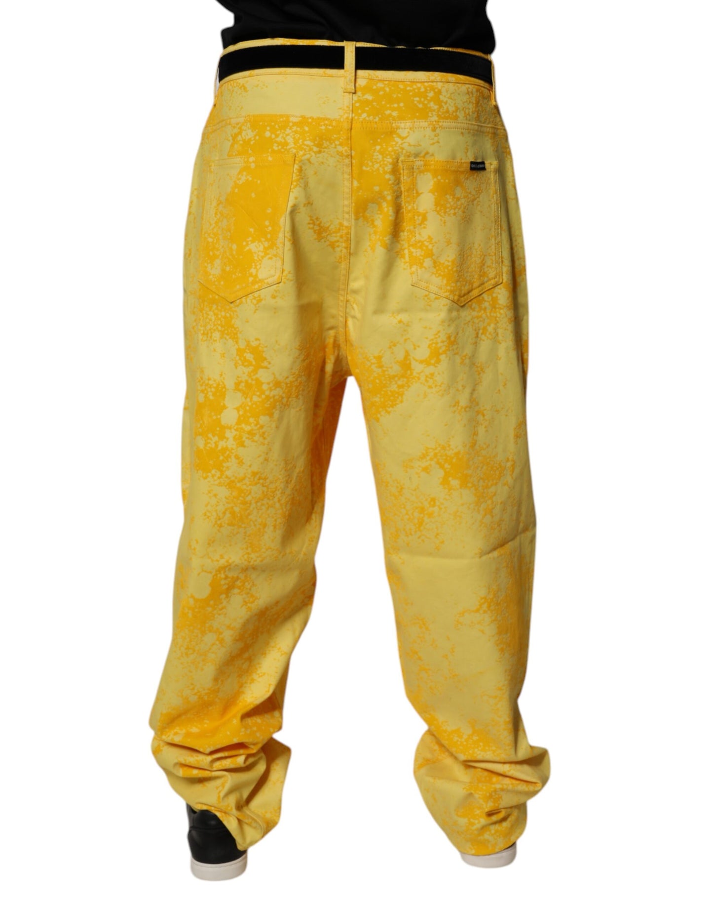 Dolce & Gabbana Yellow Tie Dye Cotton Straight Denim Jeans