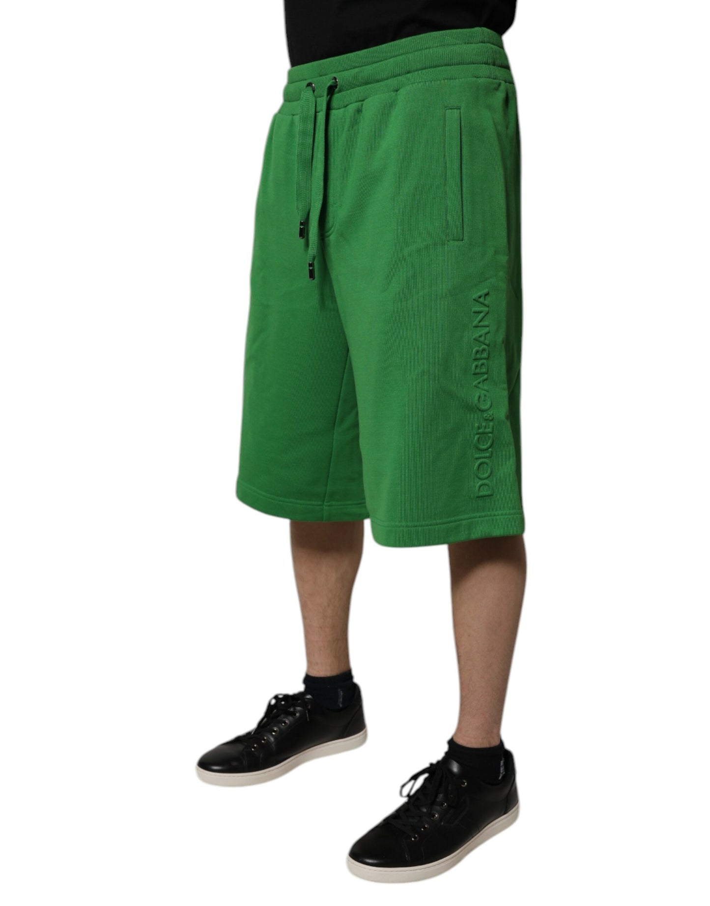 Dolce & Gabbana Green Cotton Men Sweatshorts Bermuda Shorts