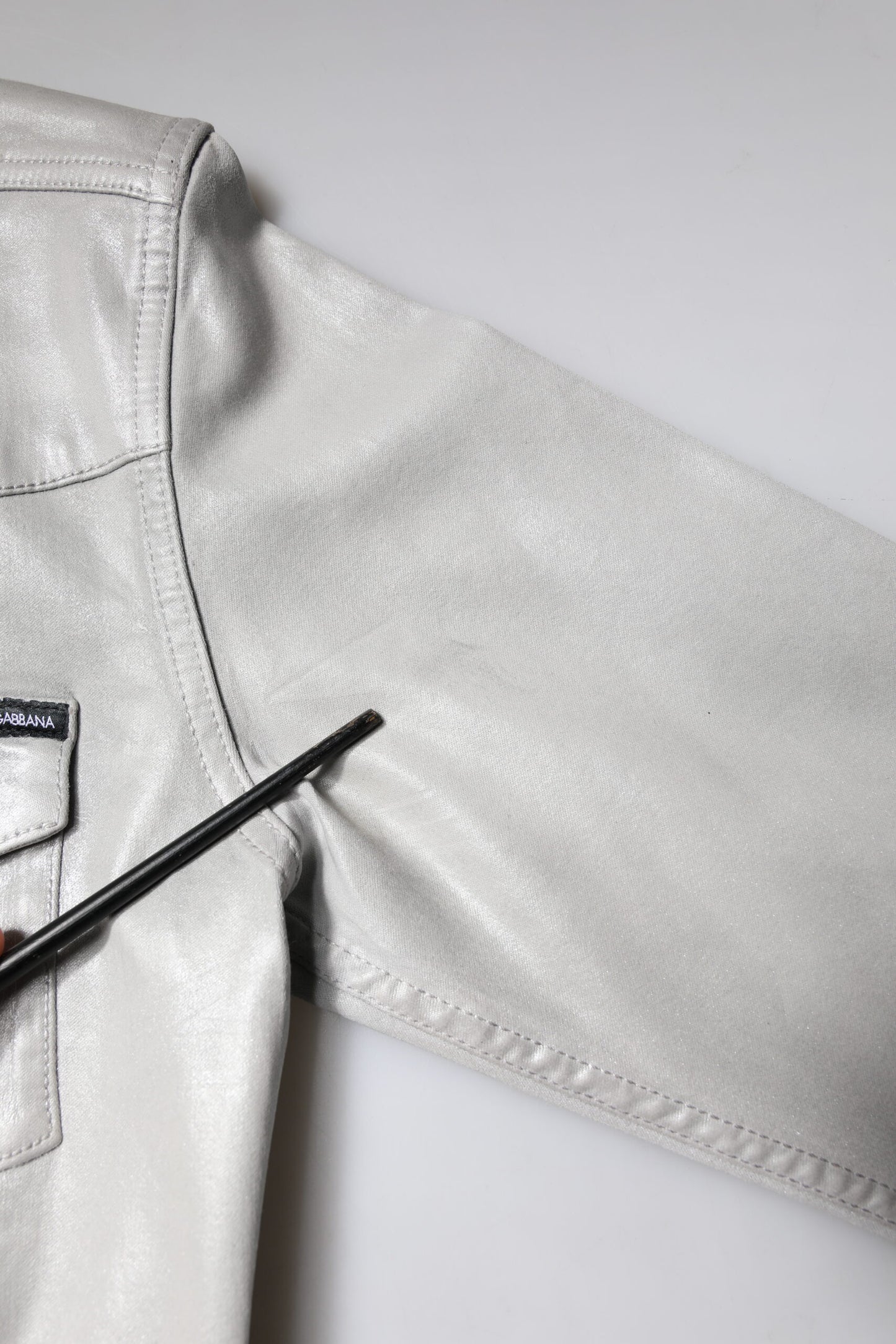 Dolce & Gabbana Metallic Gray Cotton Button Down Shirt